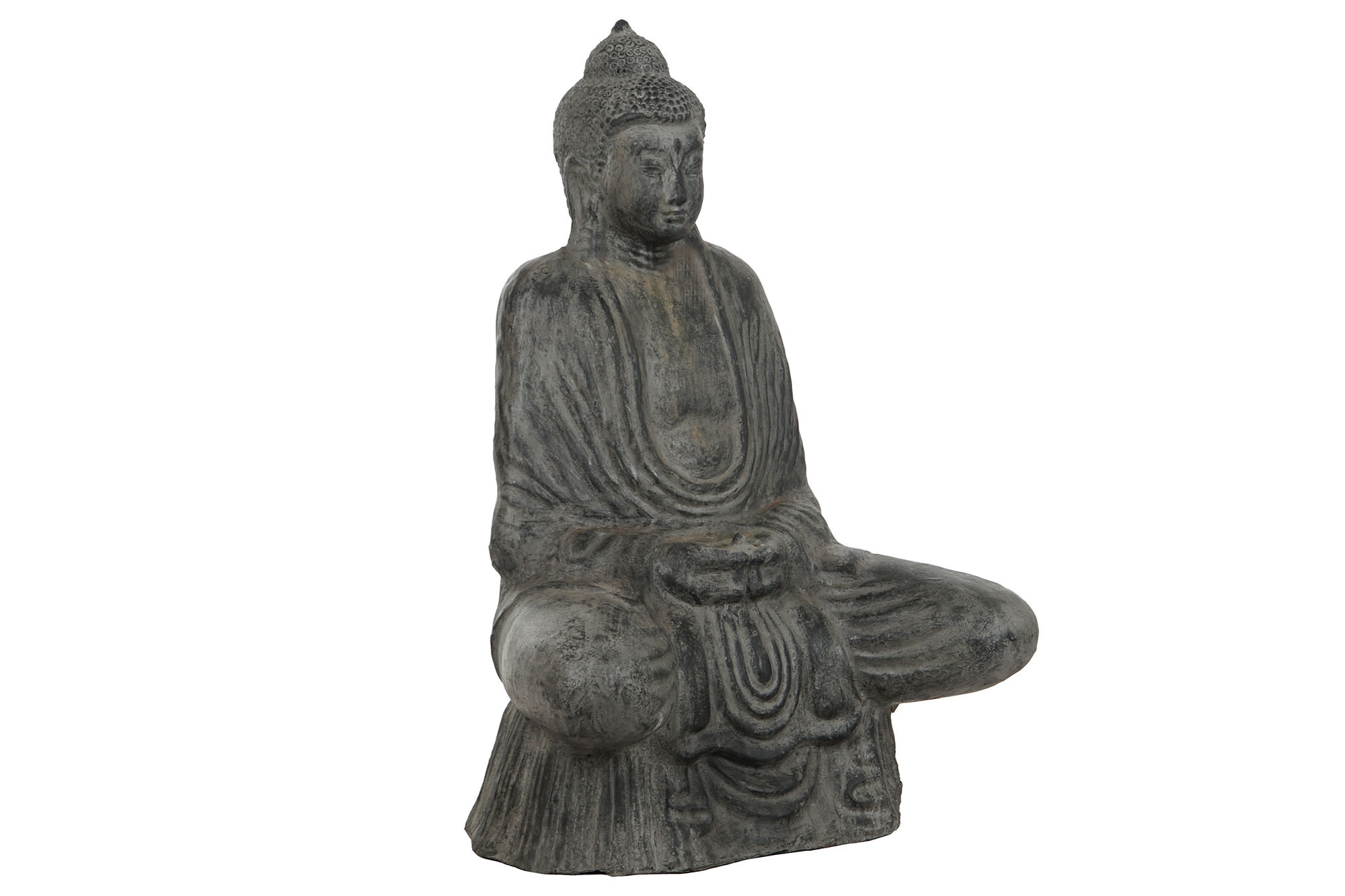 FIGURA TERRACOTA 67X50X95 BUDA SENTADO GRIS PATINA