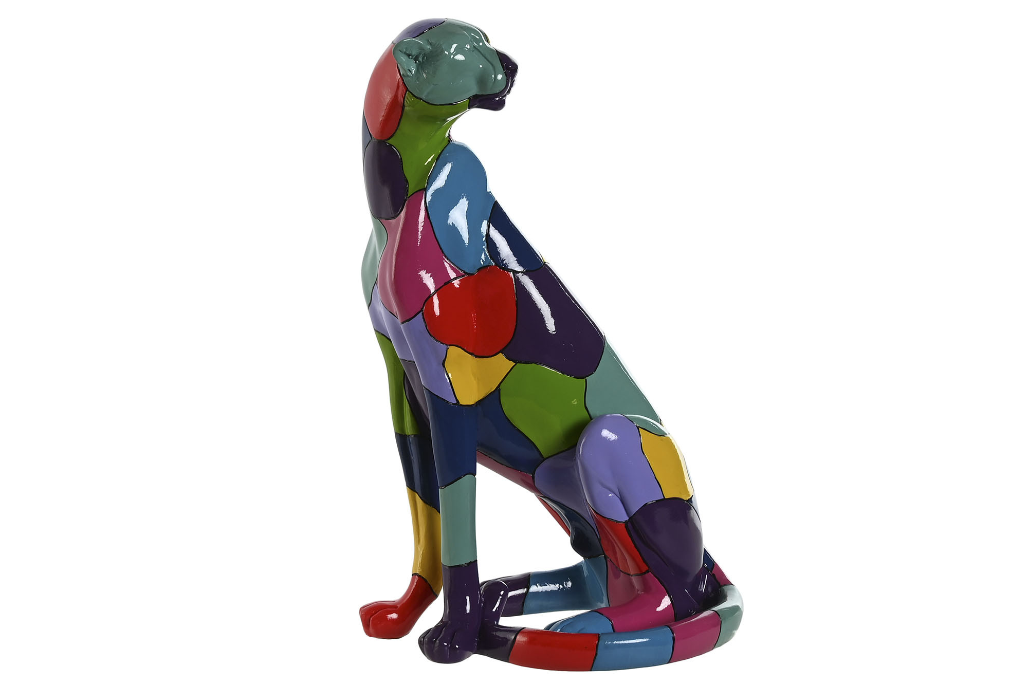 FIGURA RESINA 25X18X41 PANTERA MULTICOLOR