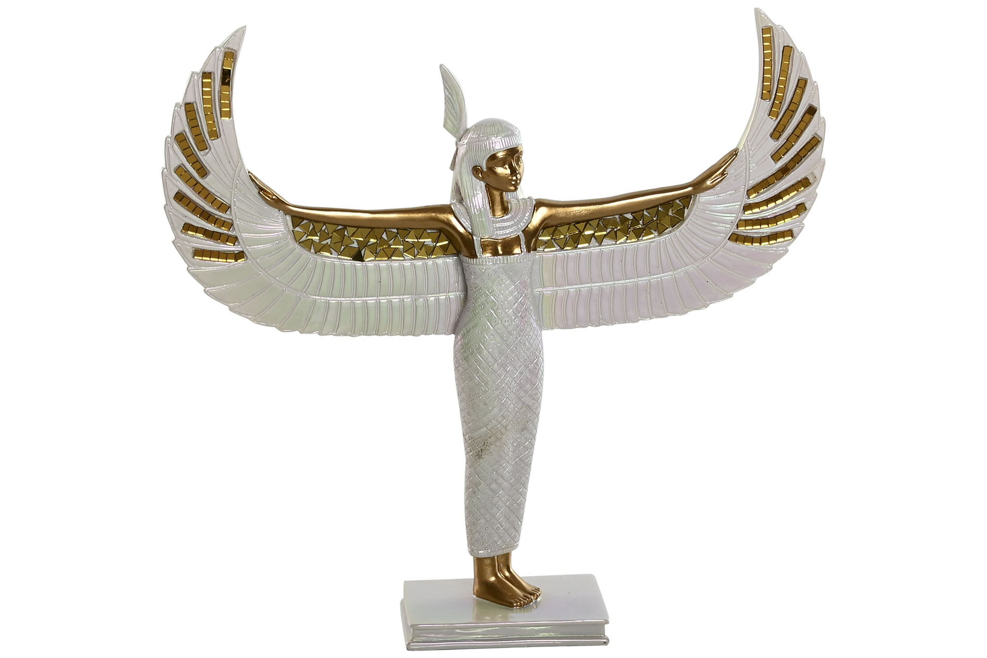 FIGURA RESINA 34X6,5X33,5 ISIS IRIDISCENTE BLANCO