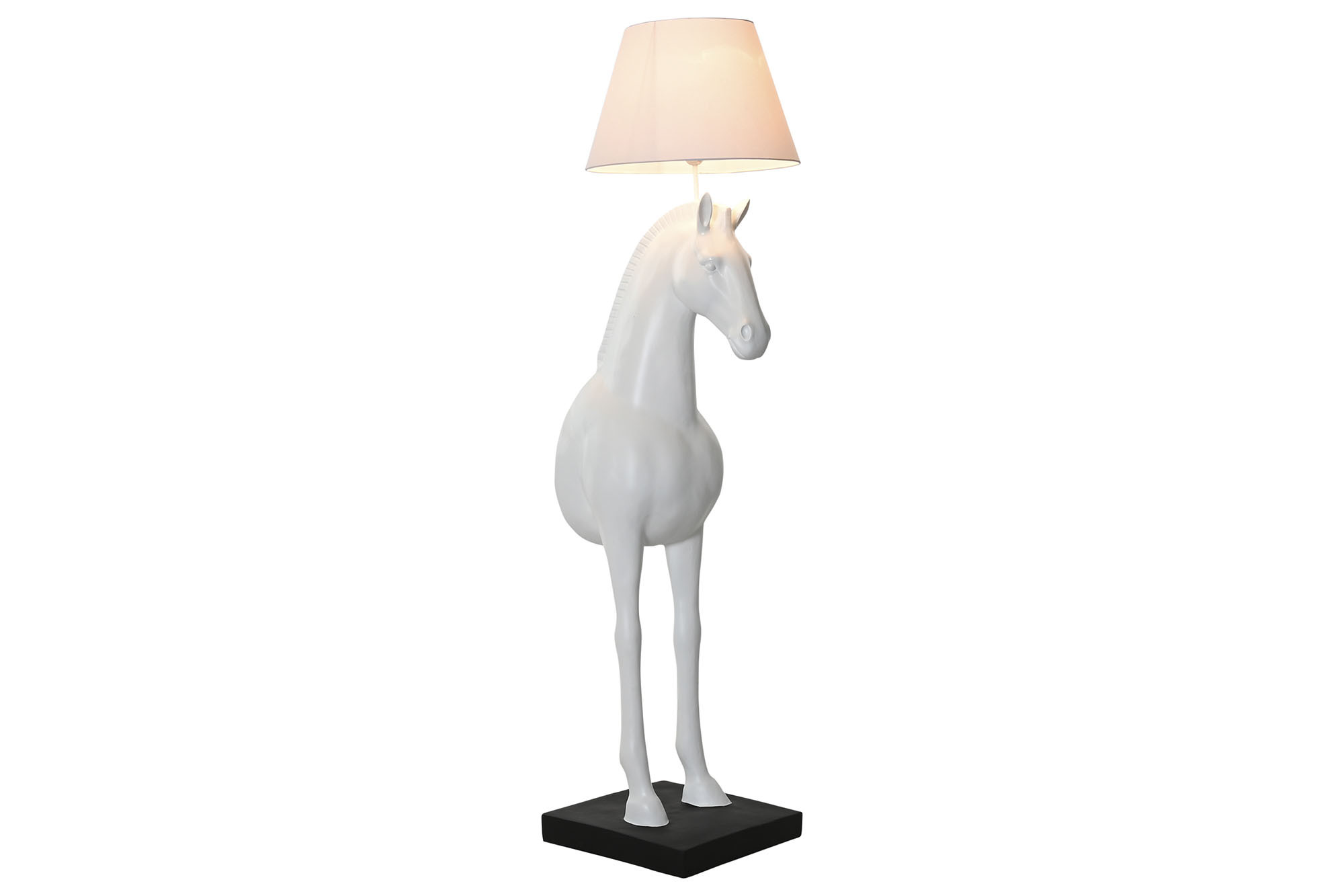 LAMPARA PIE RESINA 47X40X153 CABALLO BLANCO