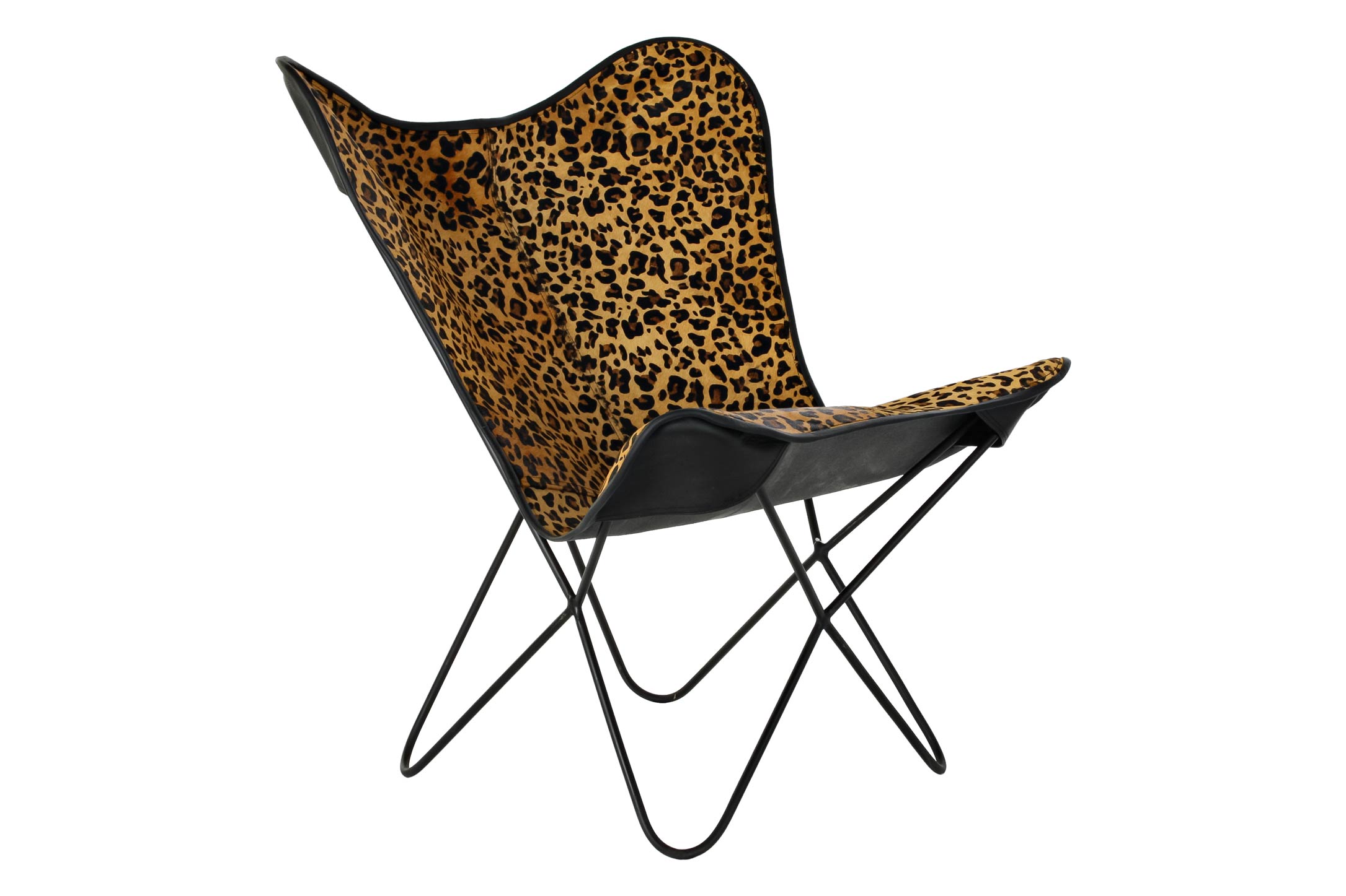 SILLA METAL PIEL 73X70X93 LEOPARDO NEGRO