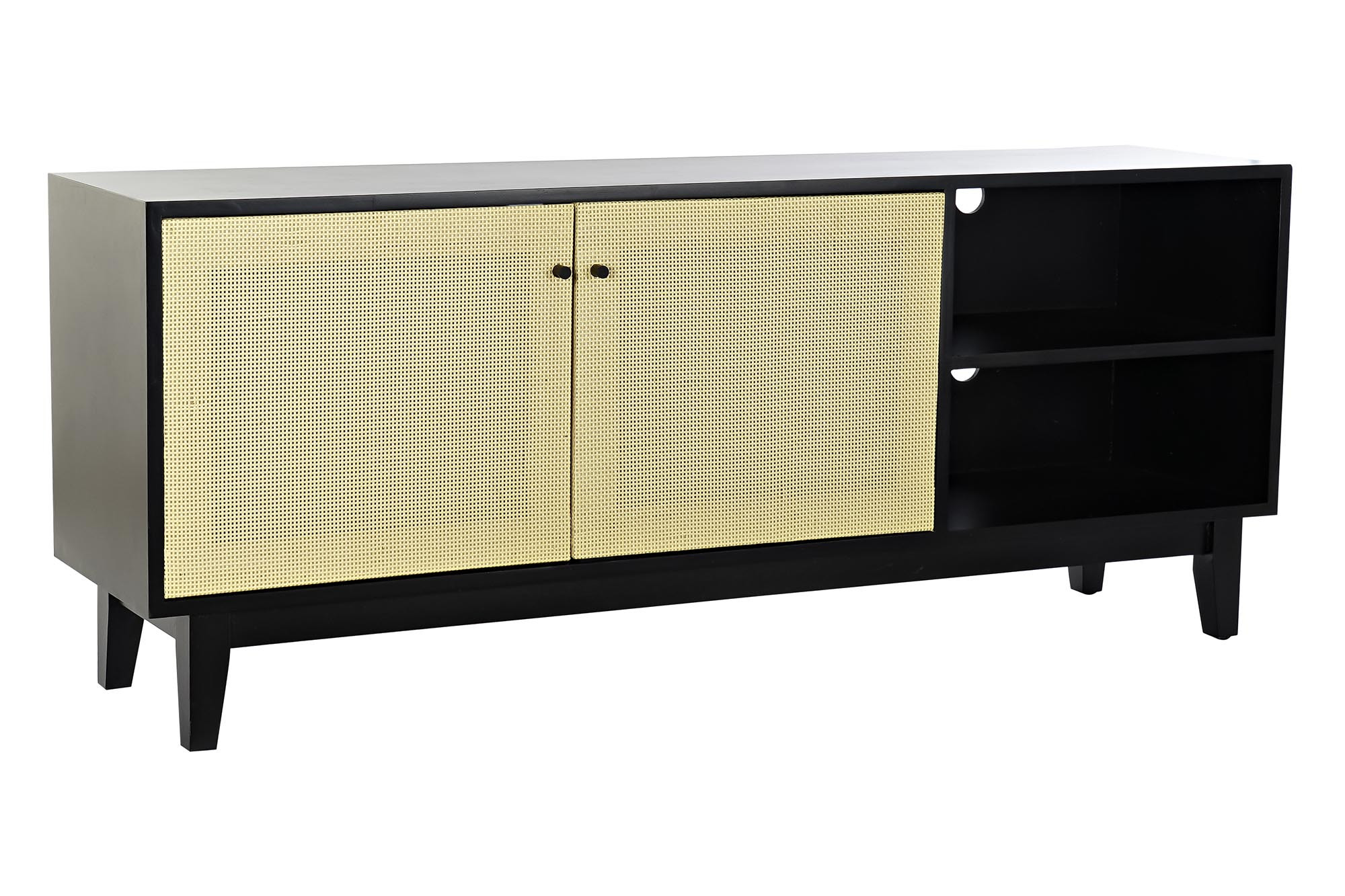 MUEBLE TV ABETO RATAN 160X38X65 NEGRO