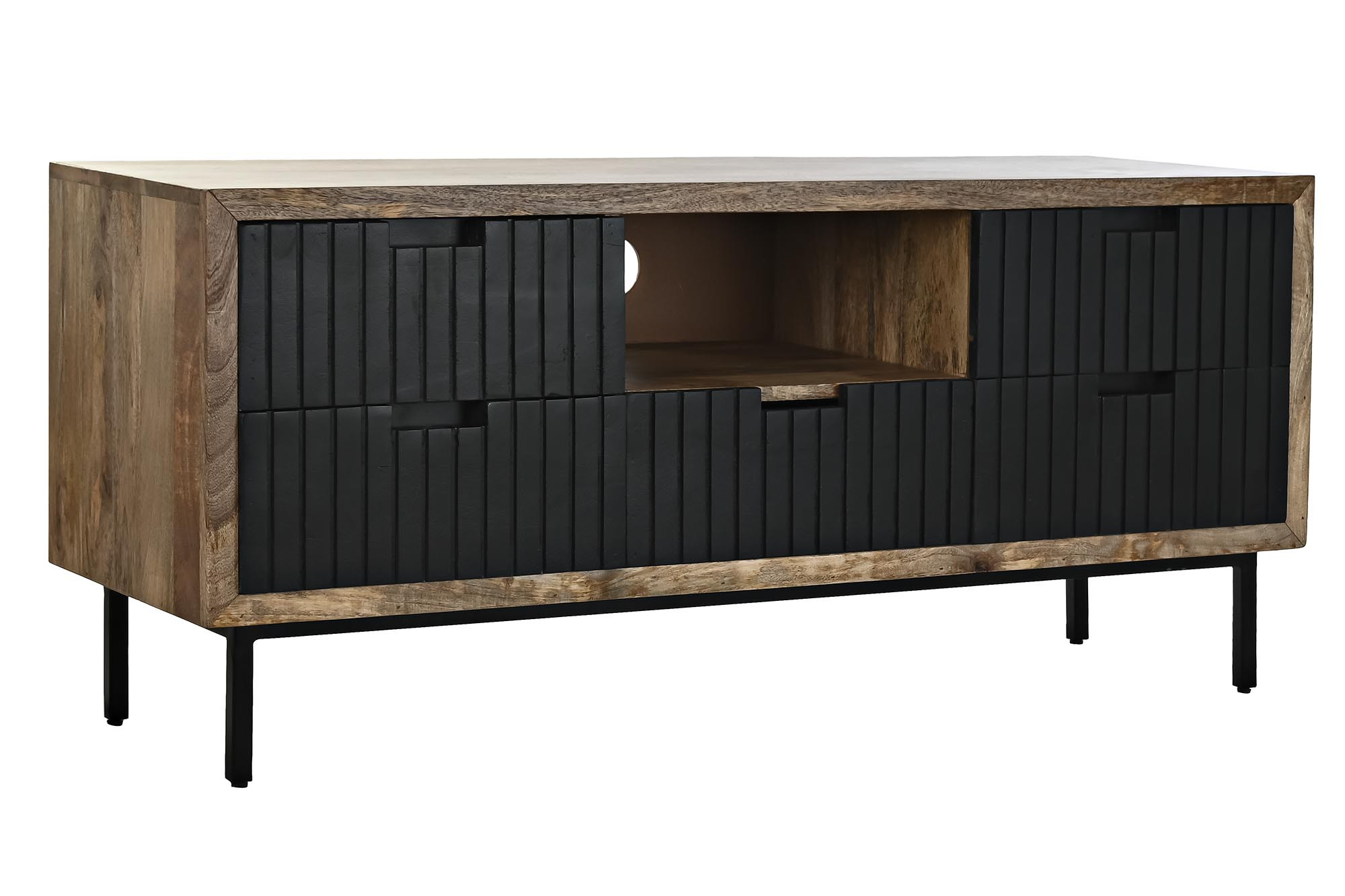 MUEBLE TV MANGO METAL 125X40X55 NEGRO