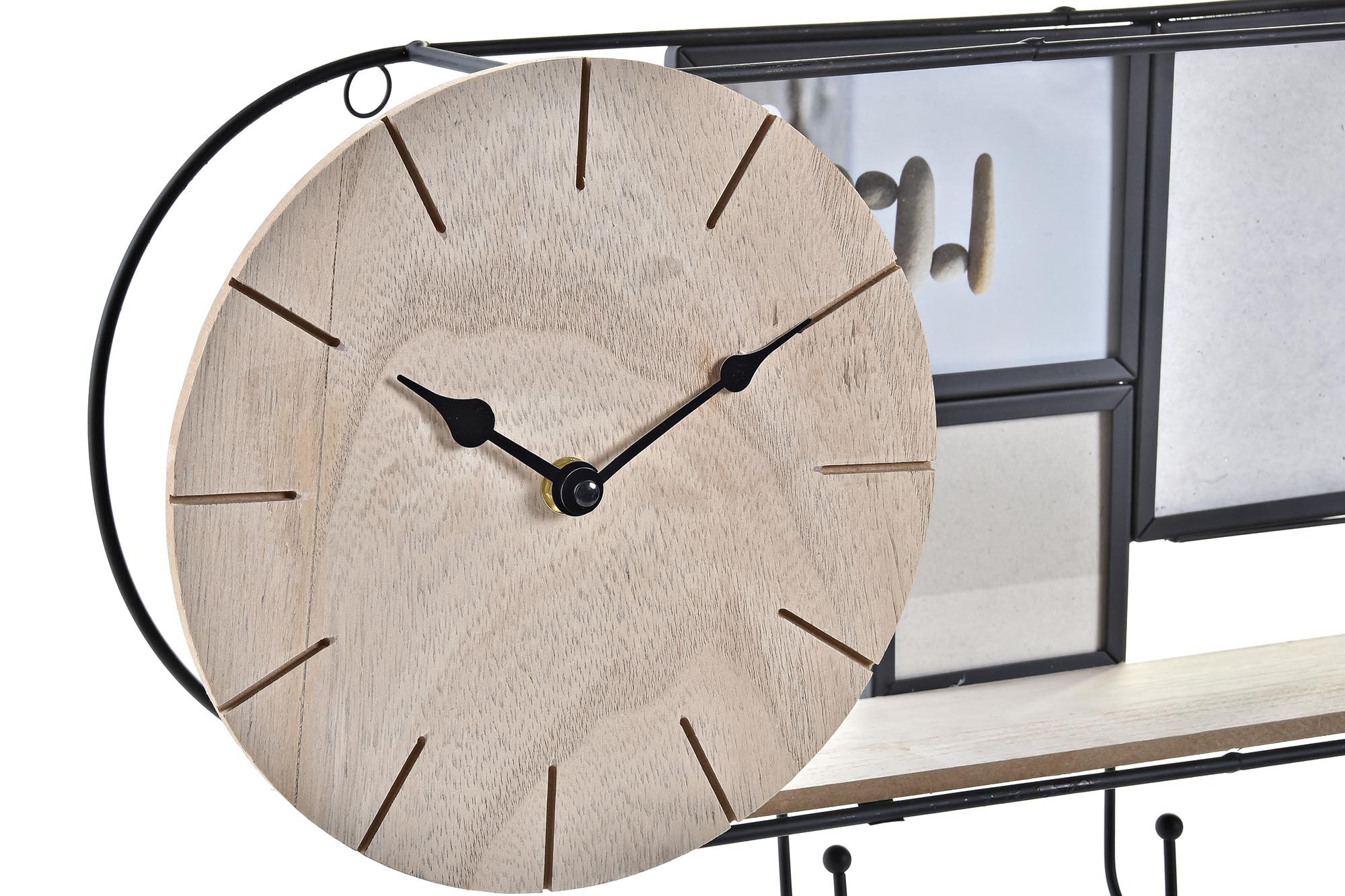 ESTANTERIA PARED METAL MADERA 52X10X26 RELOJ FOTOS