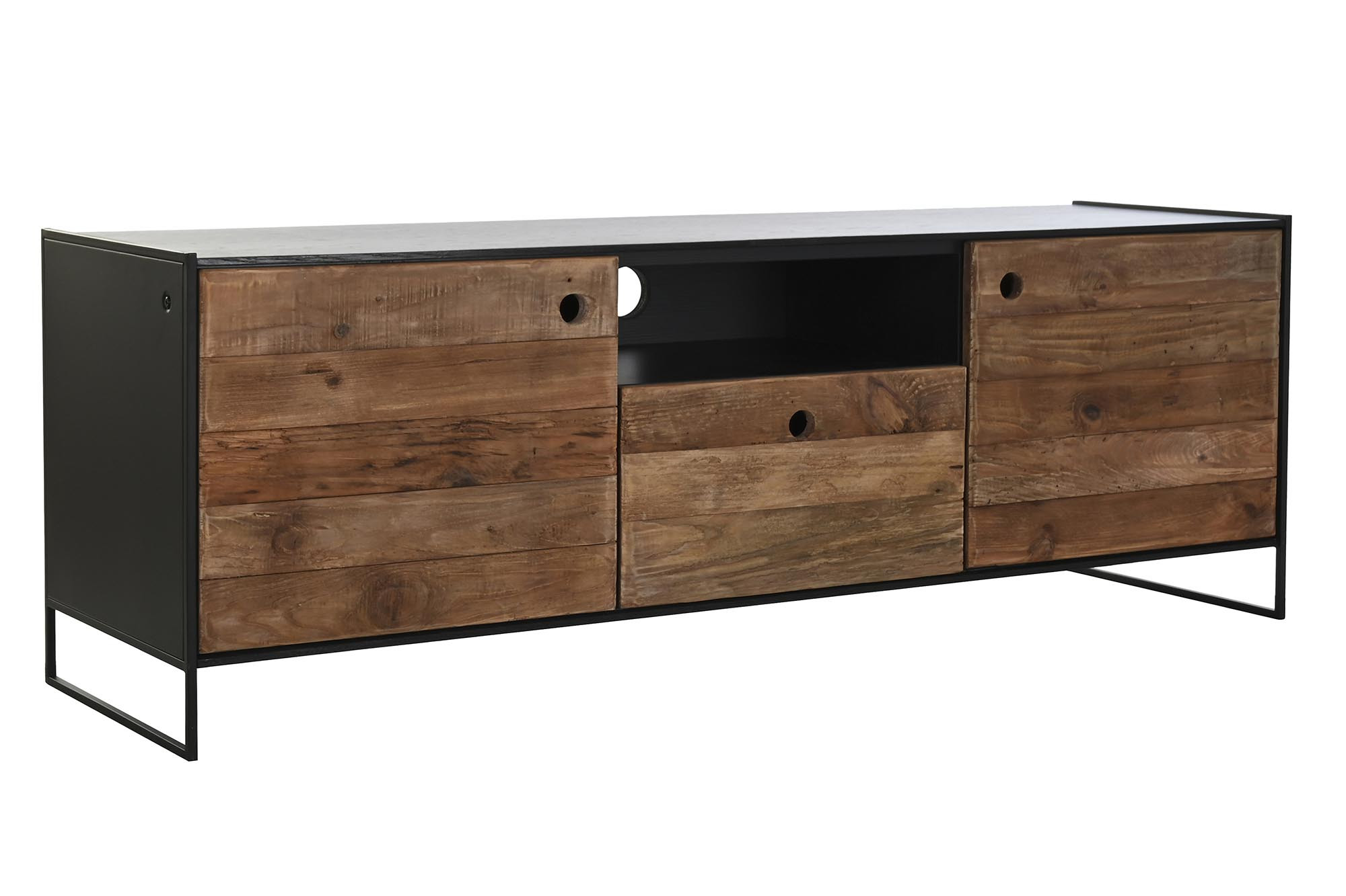 MUEBLE TV MADERA RECICLADA PINO 144,5X40X51 NEGRO