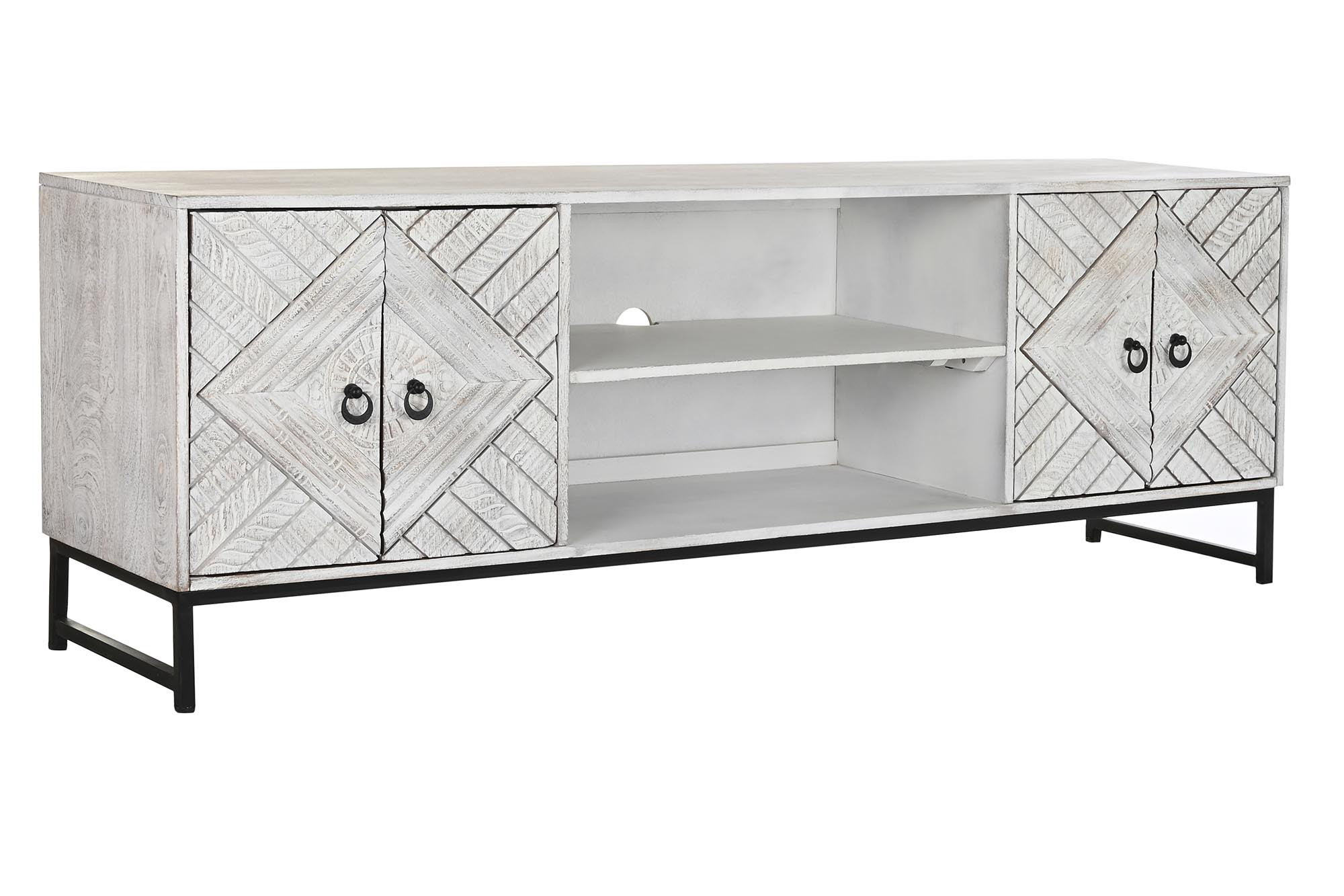 MUEBLE TV MANGO METAL 180X40X60 BLANCO