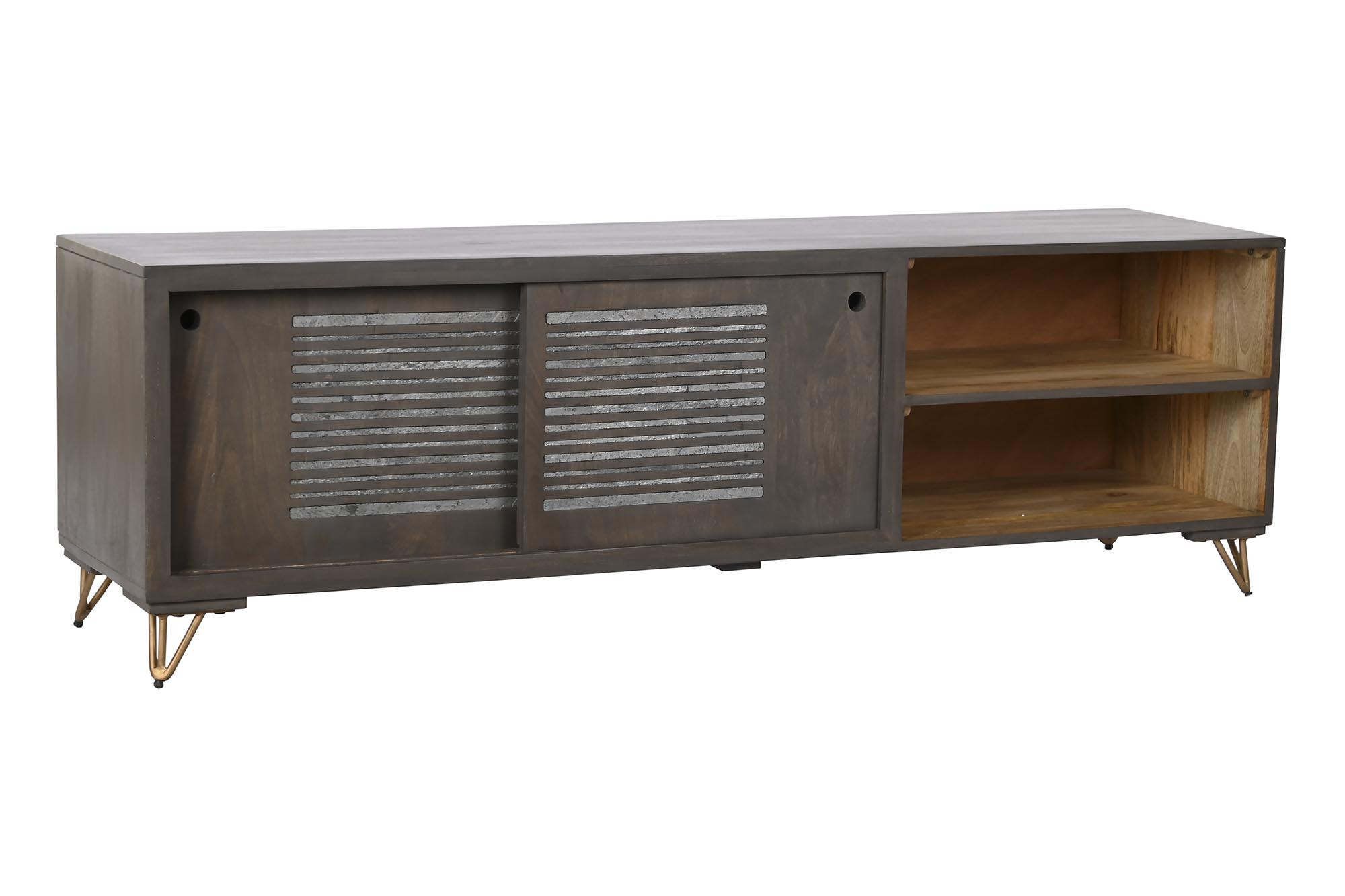 MUEBLE TV MANGO METAL 160X40X50 MARRON