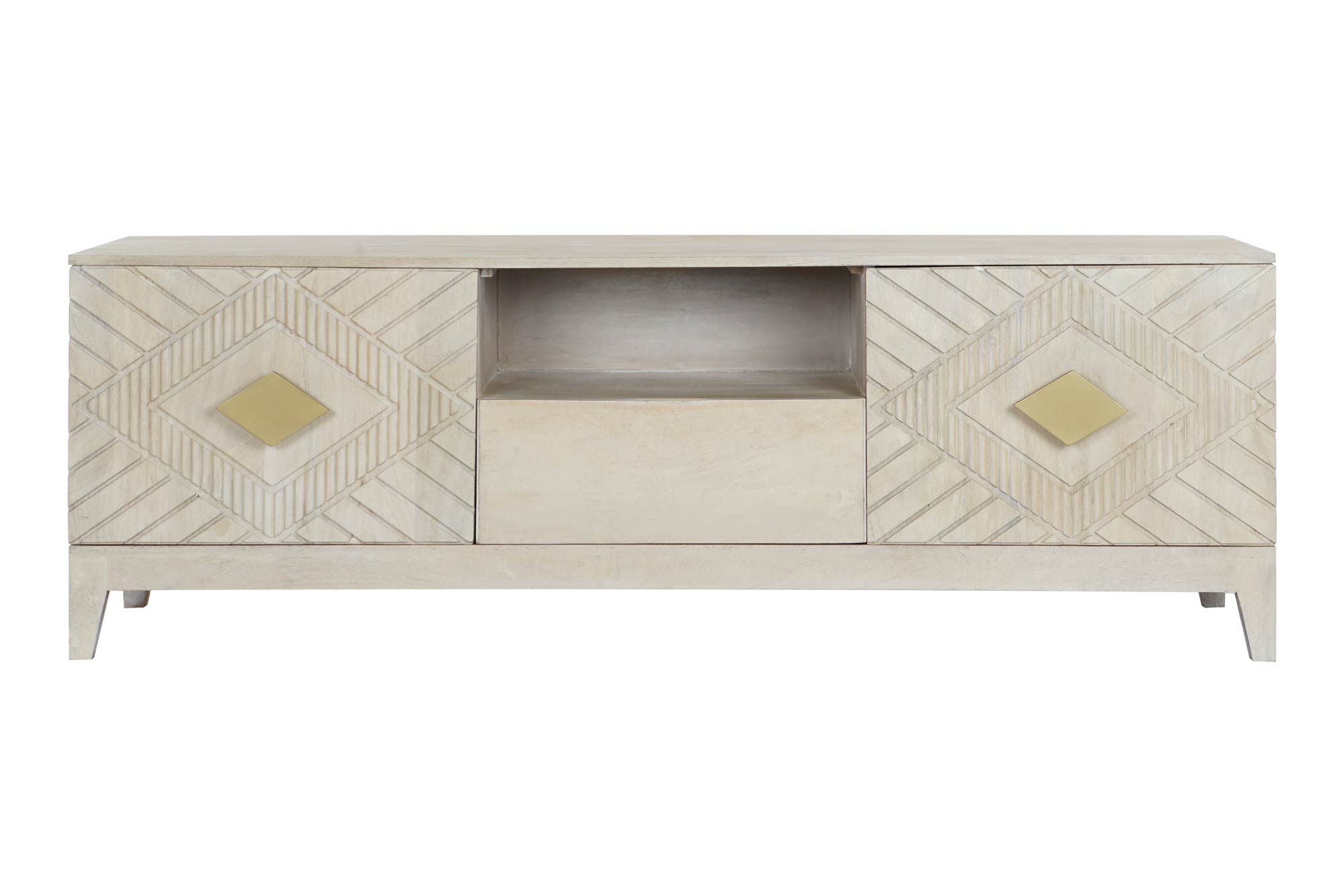 MUEBLE TV MANGO METAL 175X40X60 ROMBO BEIGE