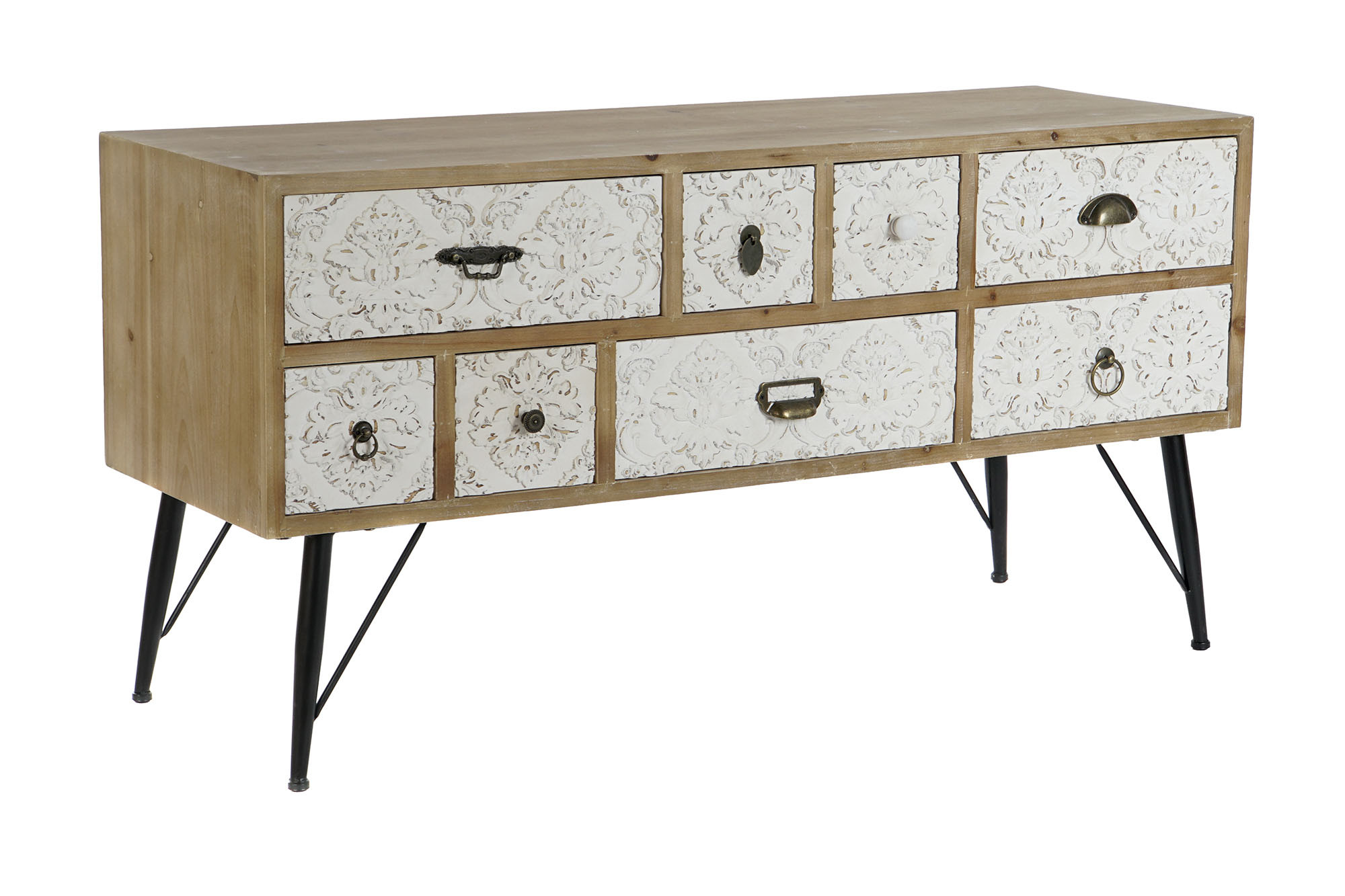 MUEBLE TV ABETO METAL 120X40X61 TALLADO NATURAL