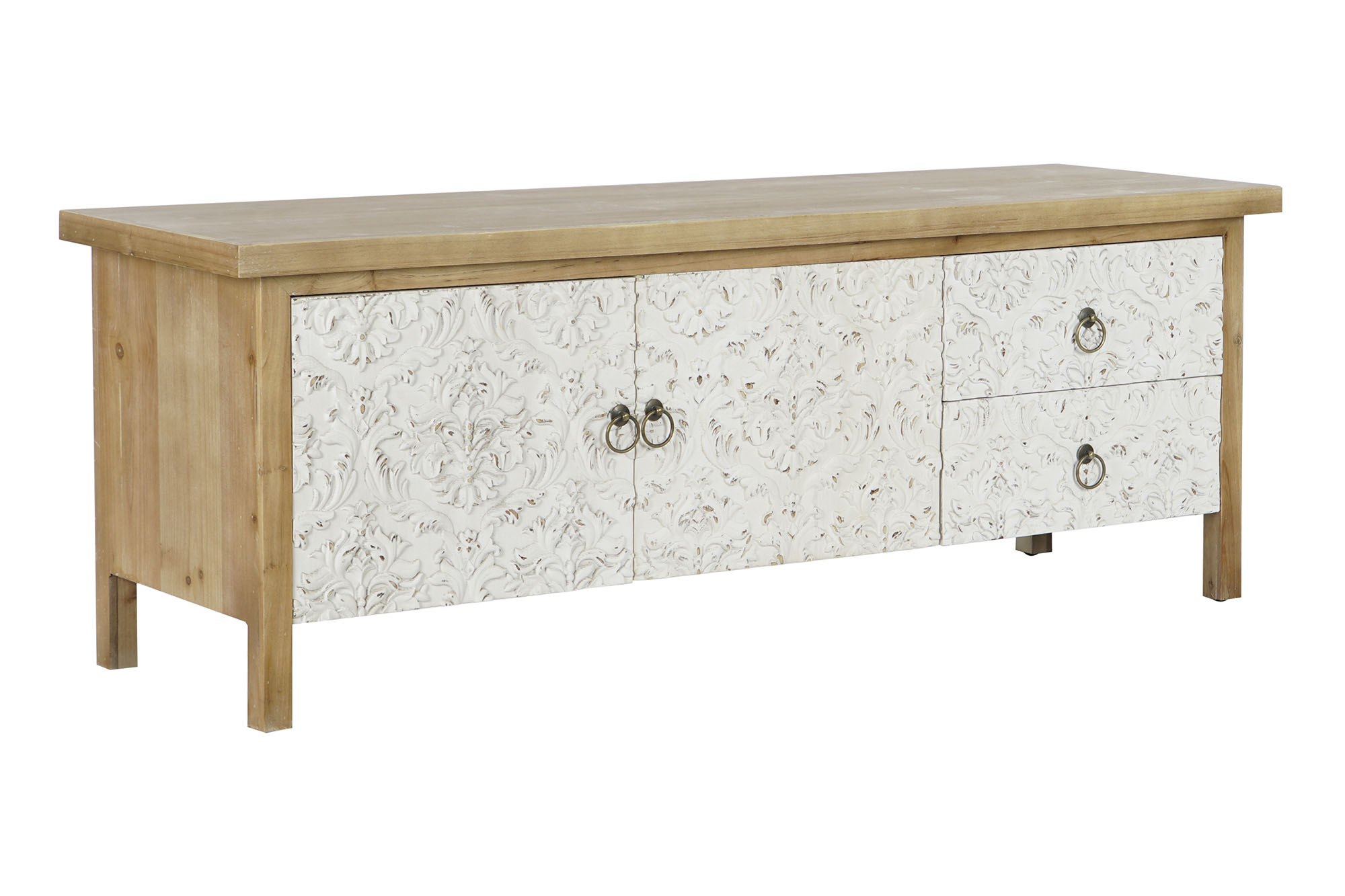 MUEBLE TV ABETO MDF 140X40X50 TALLADO NATURAL