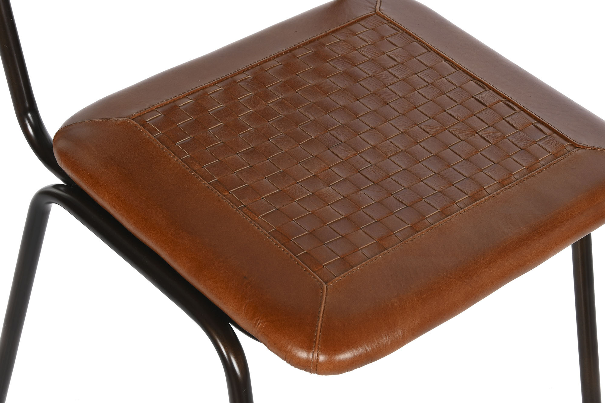 SILLA PIEL HIERRO 46X52X78 MARRON