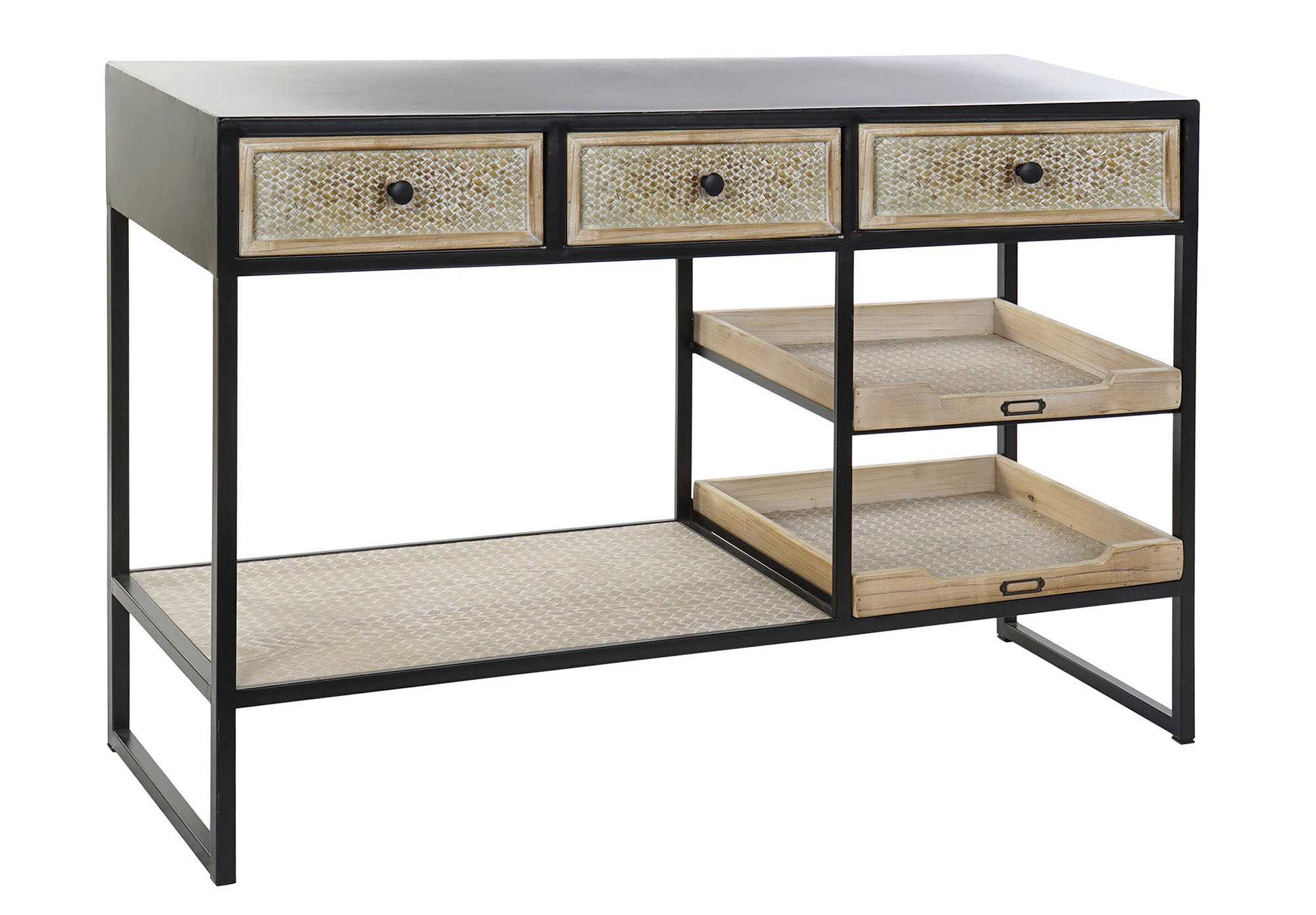 CONSOLA METAL MADERA 120X38X80 NEGRO