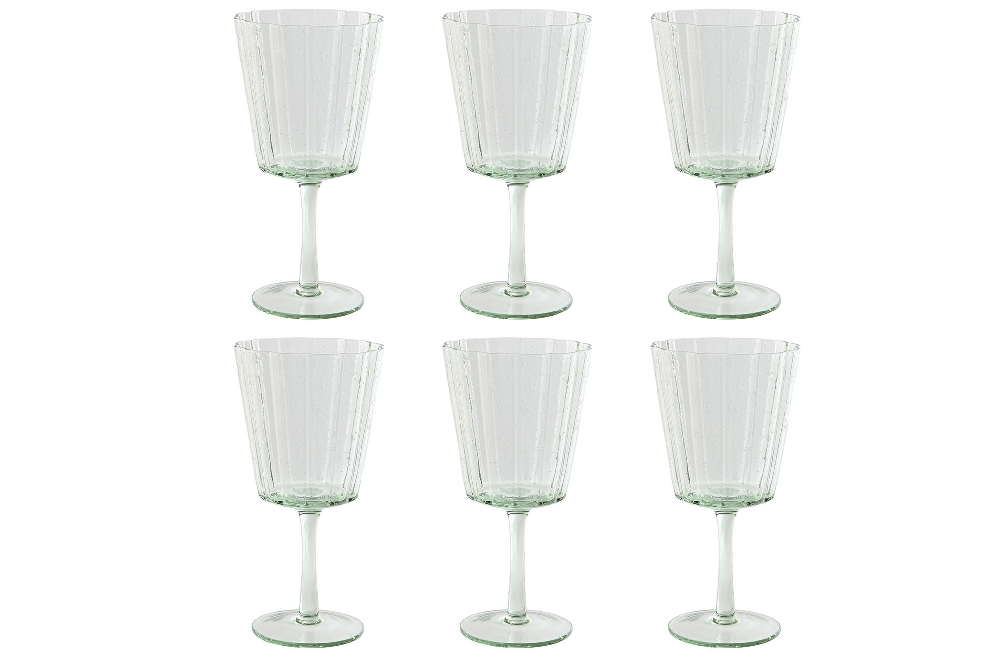 COPA SET 6 CRISTAL 9X9X17,8 380ML BURBUJAS VERDE