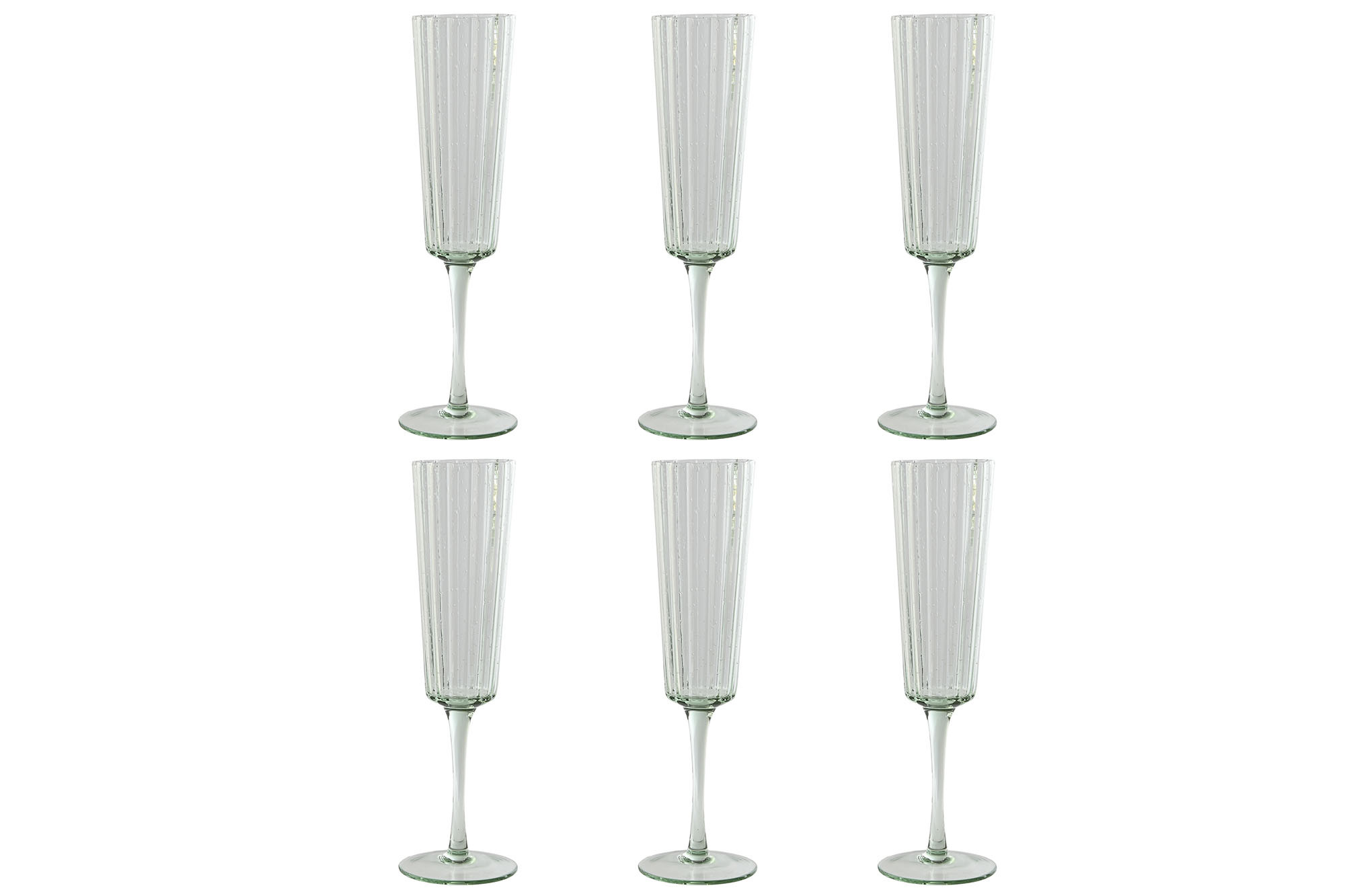 COPA SET 6 CRISTAL 6X6X23,7 230ML BURBUJAS VERDE