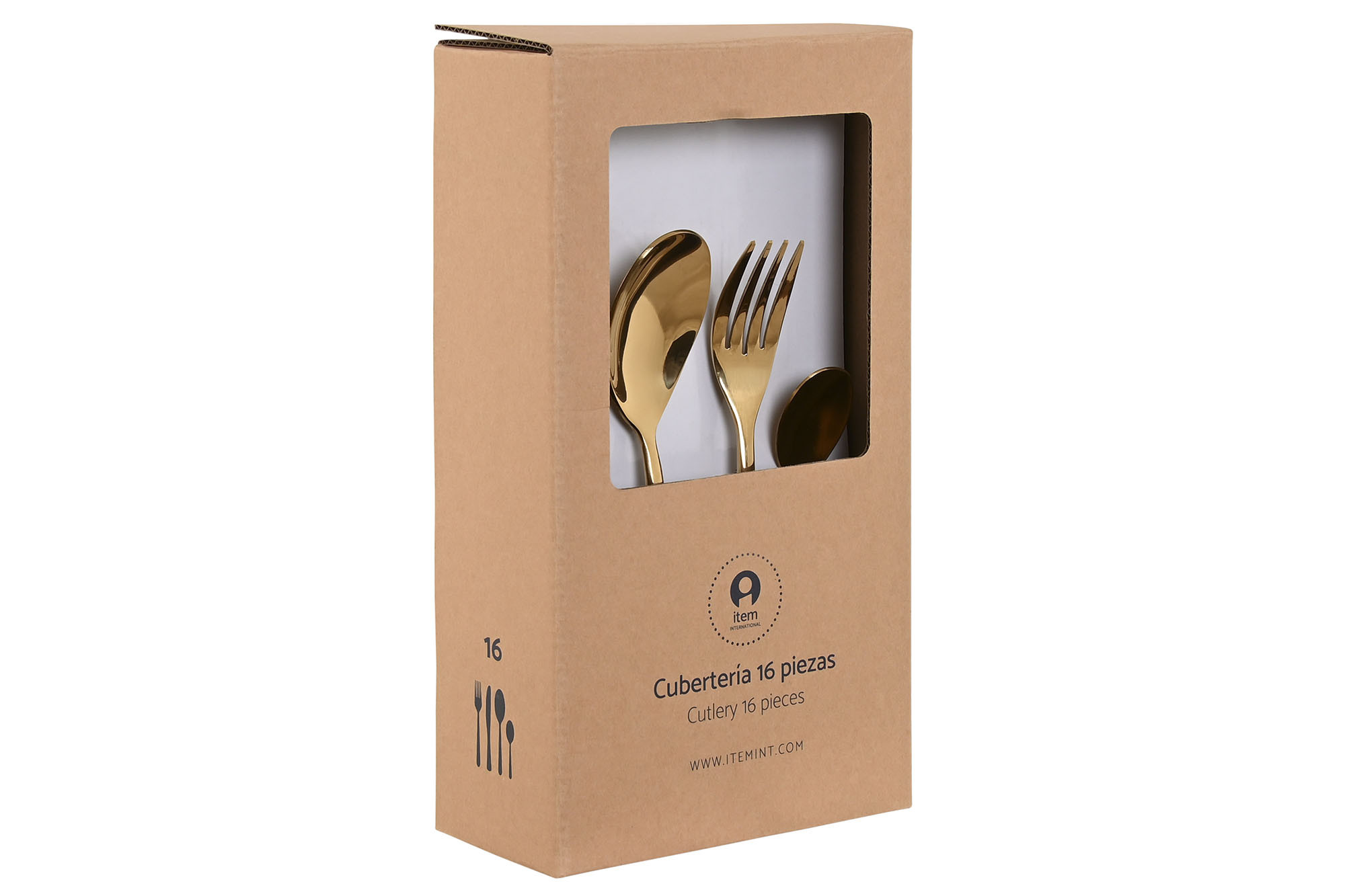 CUBERTERIA SET 16 INOX 1,8X0,8X23,5 2MM DORADO