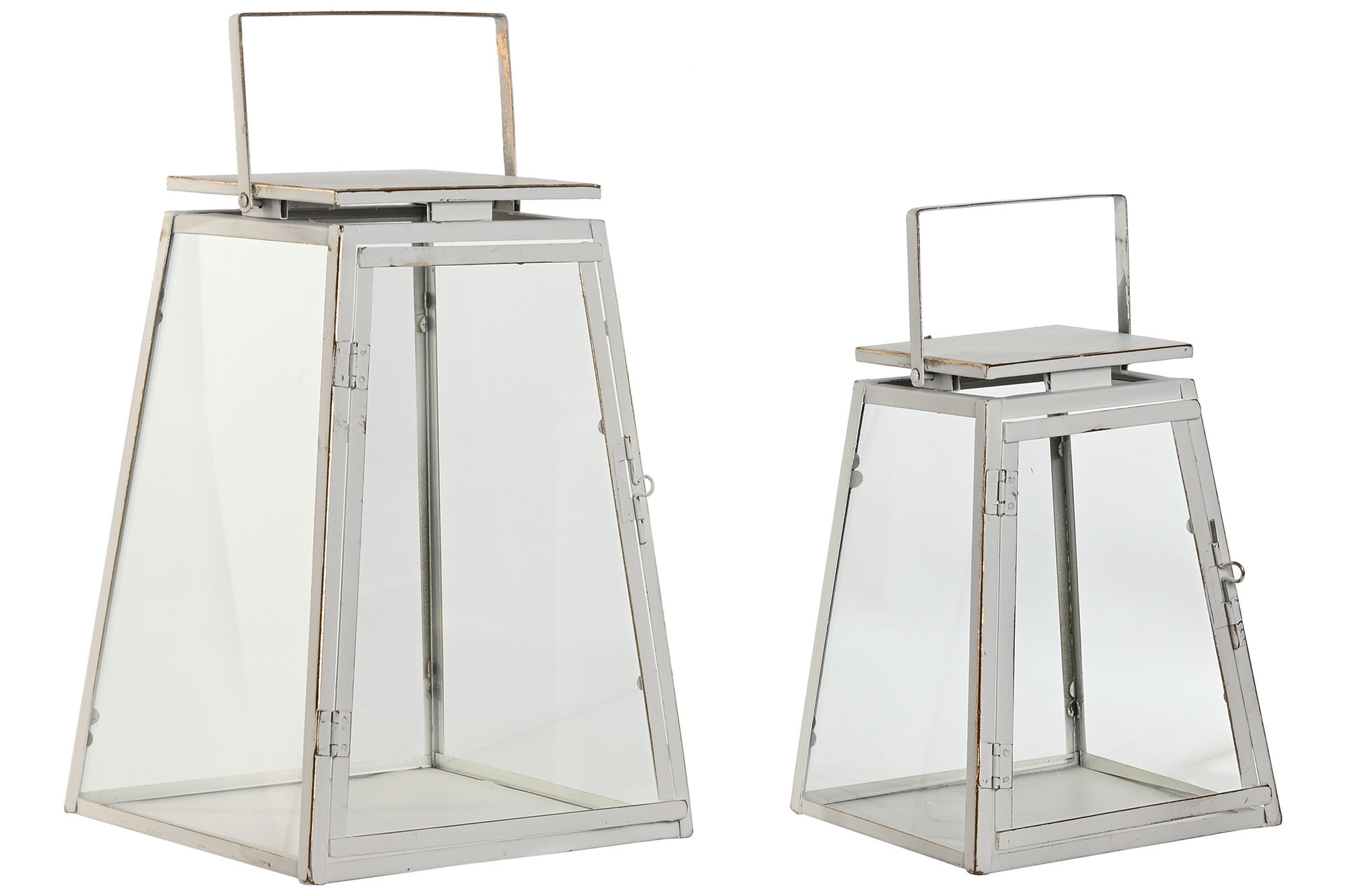 FAROLA SET 2 METAL CRISTAL 26X26X38,5 20X20X28,5