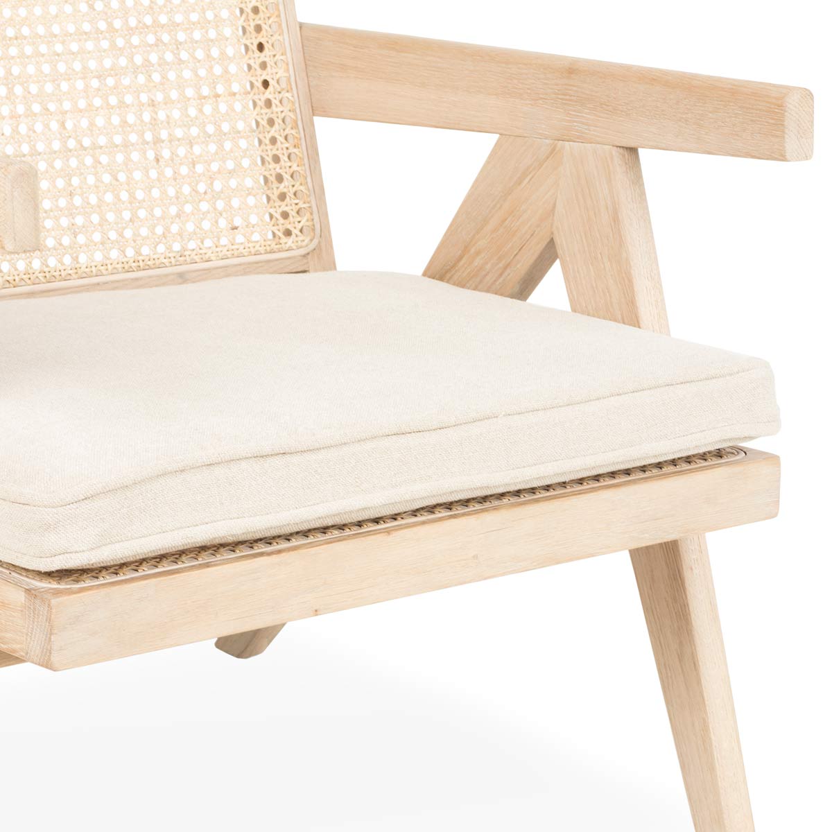 Oak and rattan armchair Mayla