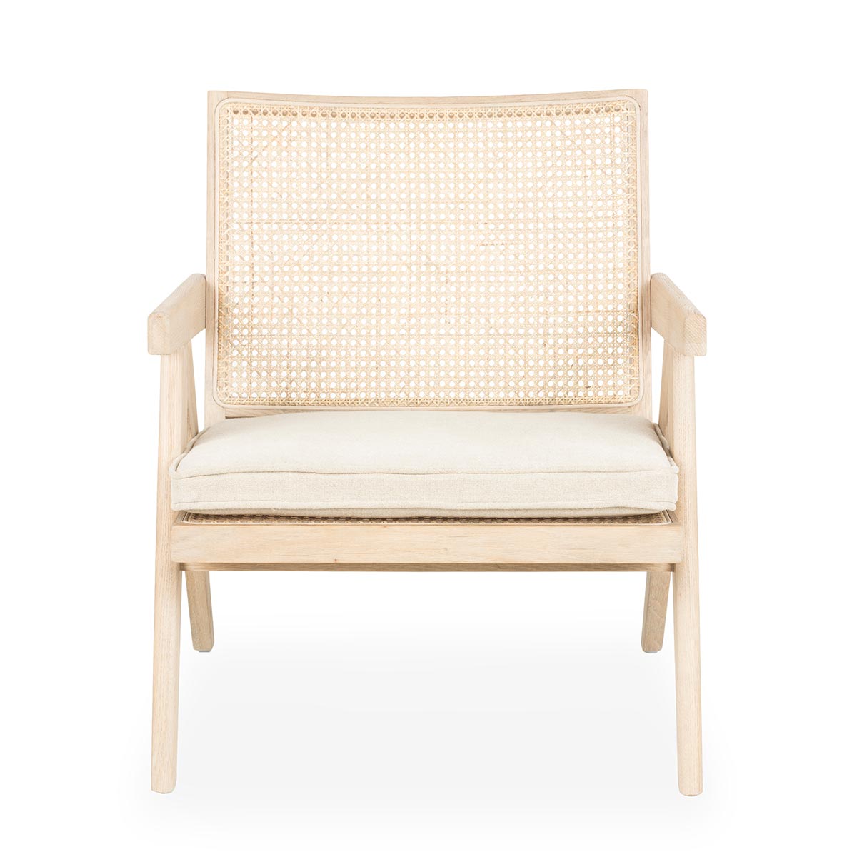 Oak and rattan armchair Mayla