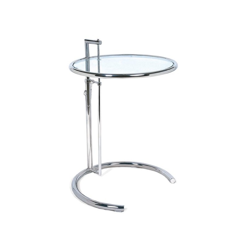 Mesa EG NEW, regulable, acero inoxidable y cristal, 50 cms de diámetro