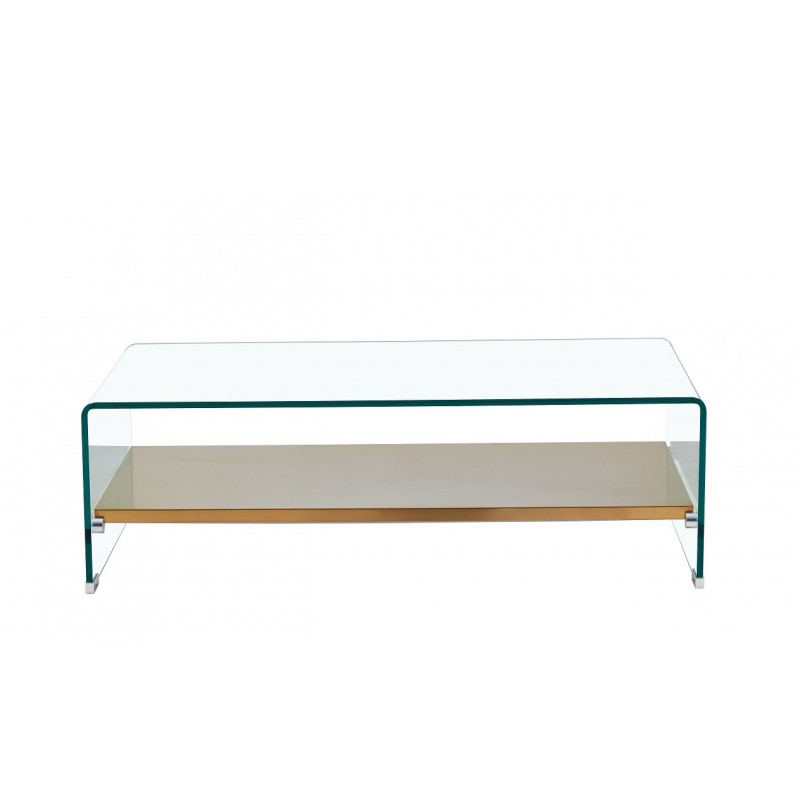 Mesa POITIERS, baja, estante, cristal, 110x55 cms