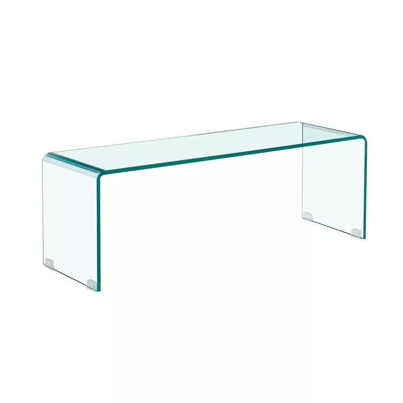 Mesa TV DELTA, cristal curvado, 100 x 33 cms