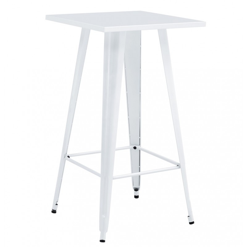 Mesa TOL EK LIMITED, alta, acero, blanca, 60x60 cms