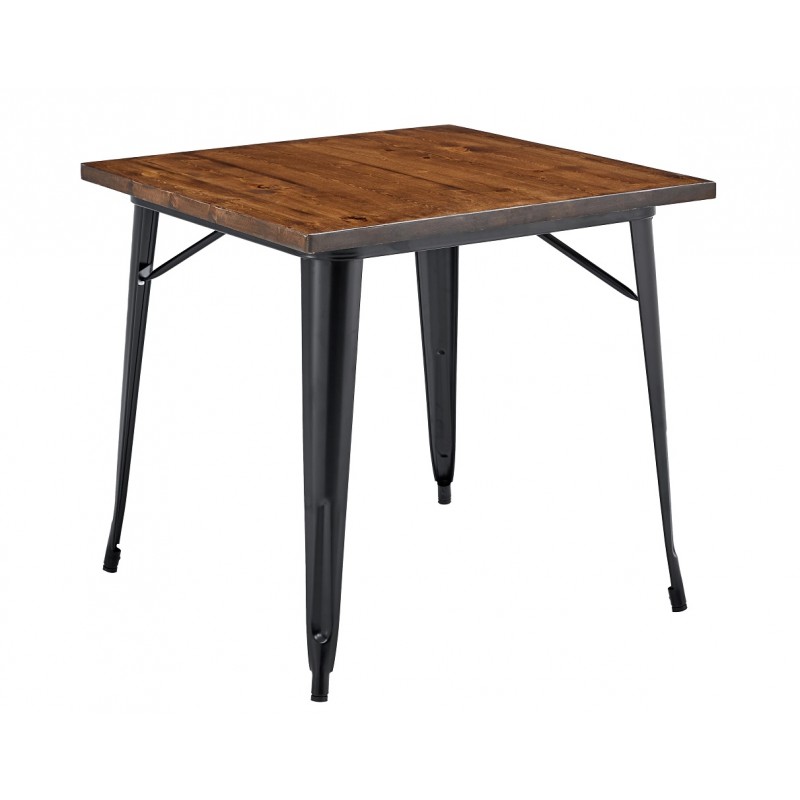 Mesa TOL EK WOOD, acero, madera, negra, 80x80 cms