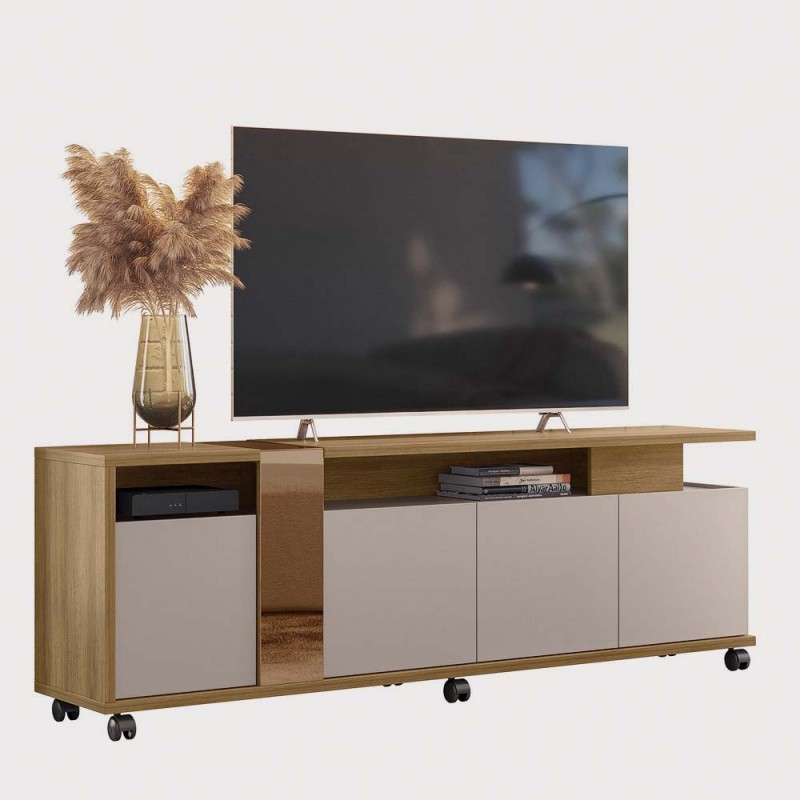 Mueble TV NEW CRISTAL, miel y cacao, 183 cms.