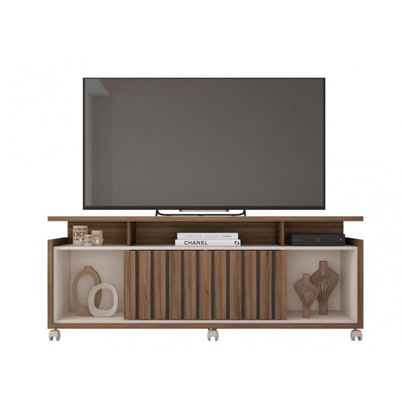 Mueble TV OASIS, nogal y blanco roto, 160 cms.