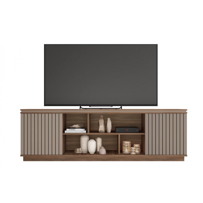 Mueble TV SIMETRIA, nogal y fendi, 180 cms.