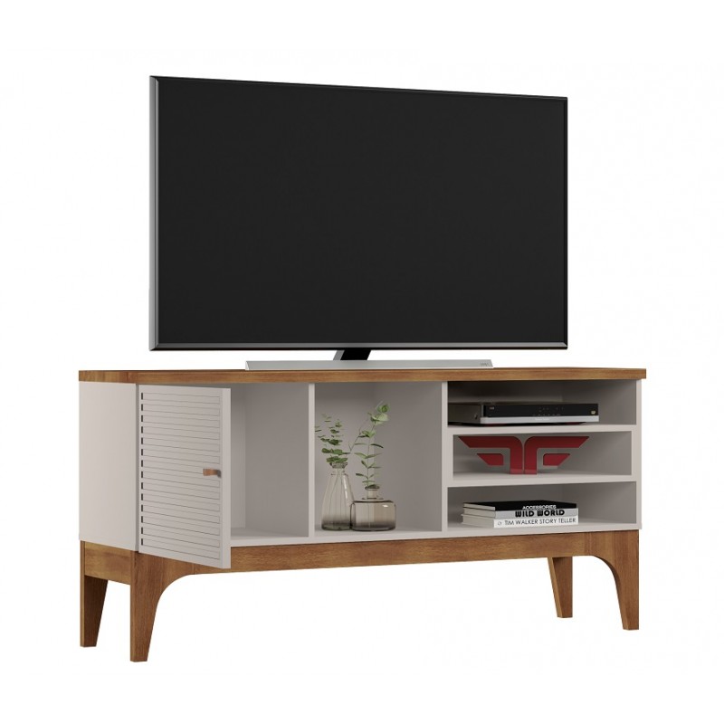 Mueble TV VENEZA, blanco roto y matte, 136 cms.