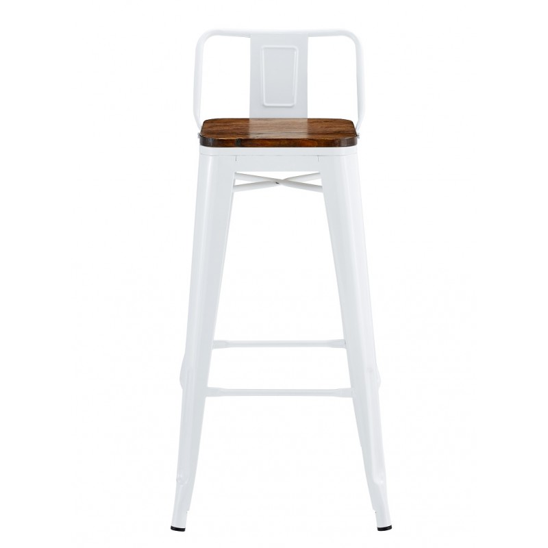 Taburete TOL R1 EK WOOD, acero, blanco, asiento madera