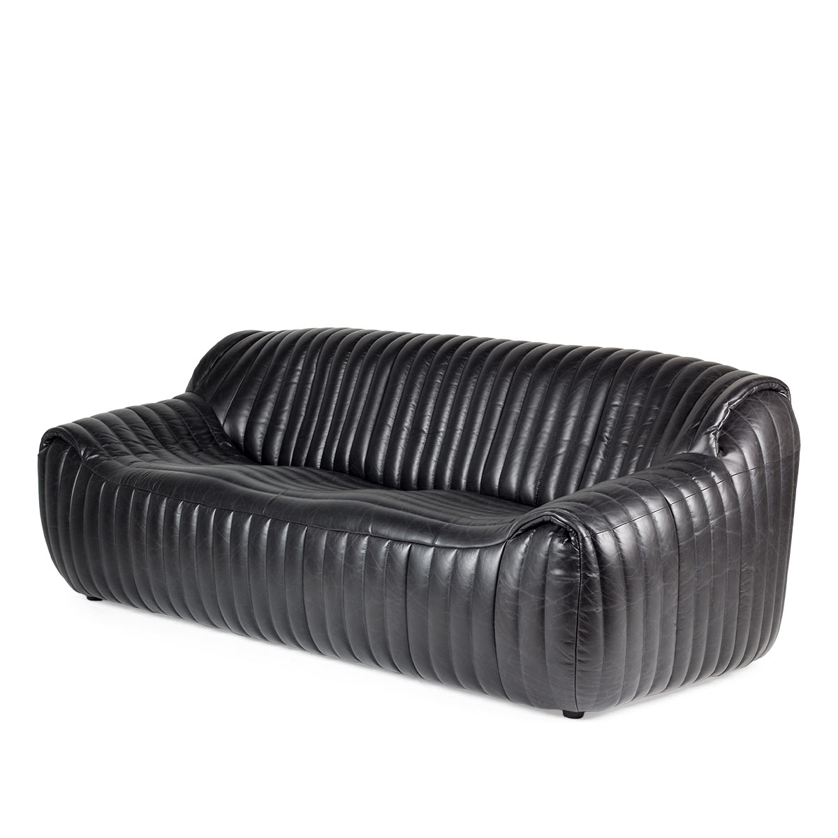 Black leather sofa Stefan