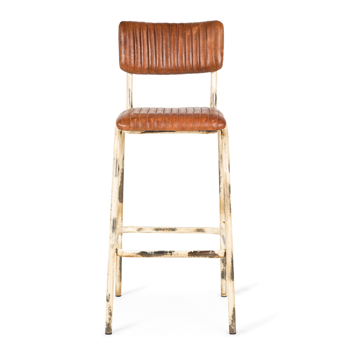 Leather stool in white leg Romina